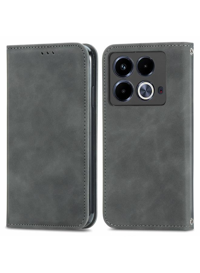 زبون جراب هاتف Infinix Note 40 بتصميم كلاسيكي من الجلد مع غطاء مغناطيسي قابل للطي - Image 1