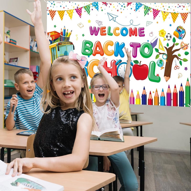 ARS Back to School Banner Backdrop, First Day of School Welcome Photography Background, Reusable School Party Decorations Banner for Teachers, Students, Classroom, Kindergarten & School Events - Image 4