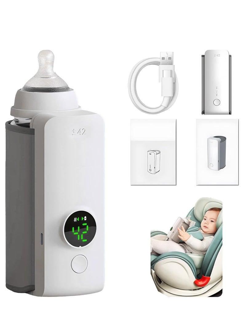 عام سخان زجاجات محمول للسفر، تسخين سريع، سخان زجاجات للسفر مع شاشة عرض درجة الحرارة المدعومة بالبطارية - Image 1