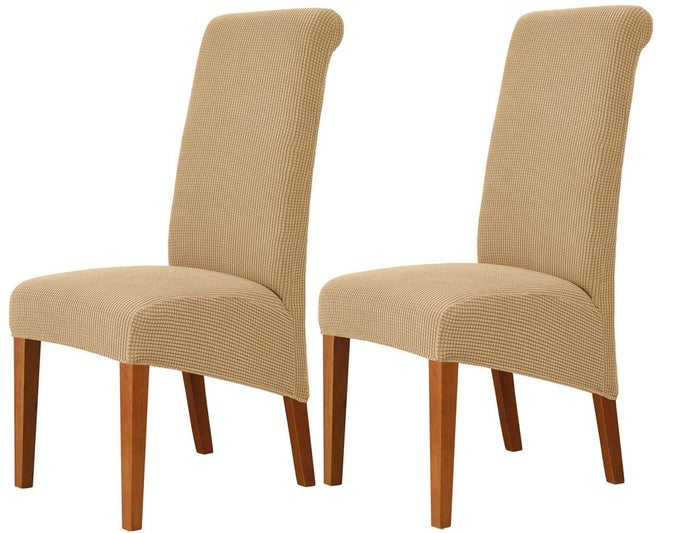 STRETCH XLOVERSIZED SOFT SPANDEX EXTRA LARGE DINING ROOM CHAIR COVERS FOR KITCHEN DININGREMOVABLE WASHABLE CHAIR PROTECTORS SLIPCOVERS KHAKI 2