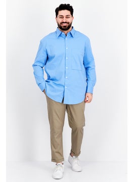 Selected Homme Men Oversize Fit Solid Long Sleeve Casual Shirt, Blue  - Image 3