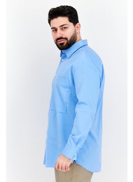 Selected Homme Men Oversize Fit Solid Long Sleeve Casual Shirt, Blue  - Image 4