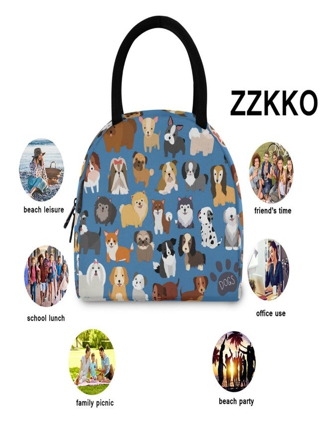 ZZKKO Dog Puppy Lunch Bag Box Tote Organizer Lunch Container Insulated Zipper Meal Prep Cooler Handbag For Women Men Home School Office Outdoor Use - Image 3