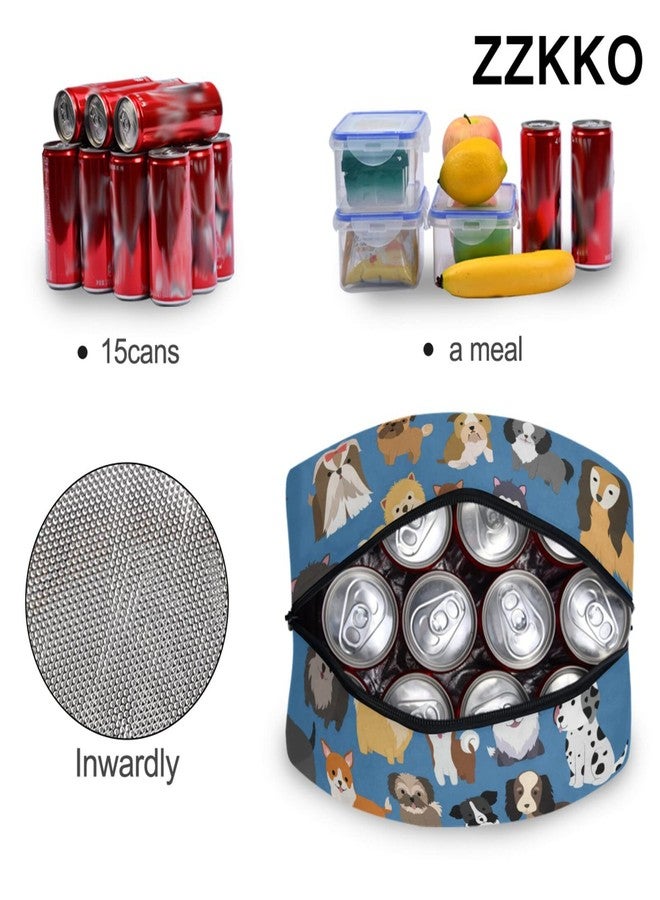 ZZKKO Dog Puppy Lunch Bag Box Tote Organizer Lunch Container Insulated Zipper Meal Prep Cooler Handbag For Women Men Home School Office Outdoor Use - Image 5