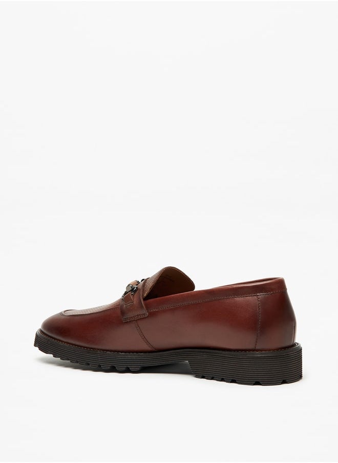 DUCHINI - Men's Textured Slip-On Loafers with Accent - Image 1