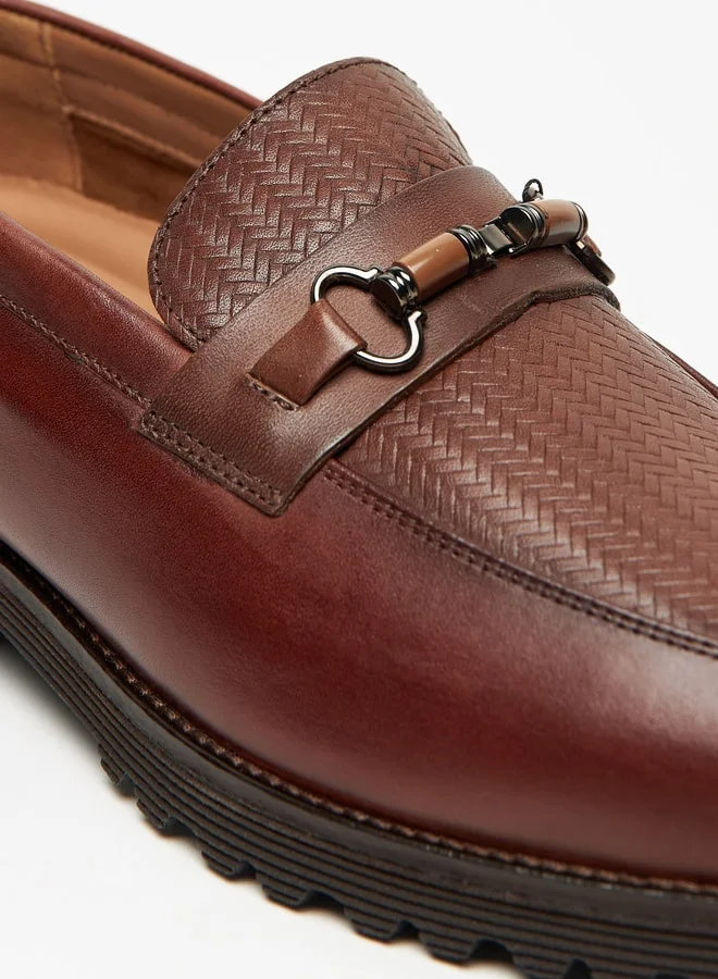 DUCHINI Men's Textured Slip-On Loafers with Accent