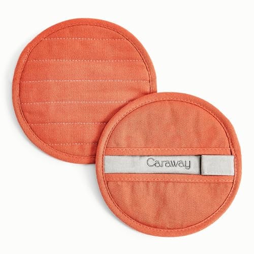 Caraway Pot Holders 100 Organic Cotton Pot Holder DoubleLayer Stain Resistant Stitching Resists High Heat Low Cold Temperatures Machine Washable Perracotta - Image 1