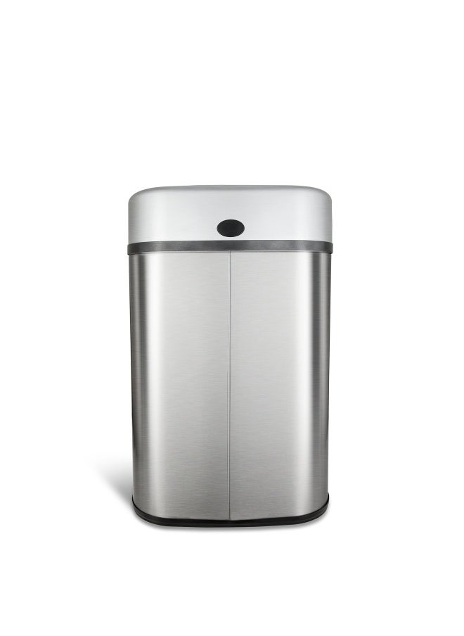 Ninestars - Automatic Touchless Infrared Motion Sensor Trash Can With Stainless Steel Base And Oval  Silver Black Lid  21 Gal - Image 1