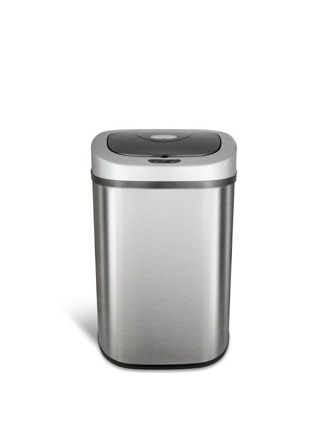 Ninestars - Automatic Touchless Infrared Motion Sensor Trash Can With Stainless Steel Base And Oval  Silver Black Lid  21 Gal - Image 1