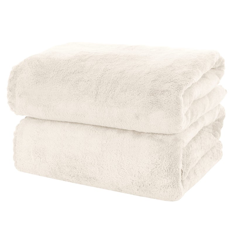MOONQUEEN 2 Pack Premium Bath Towel Set - Quick Drying - Microfiber Coral Velvet Highly Absorbent Towels - Multipurpose Use as Bath Fitness, Bathroom, Shower, Sports, Yoga Towel (Cream) - Image 1