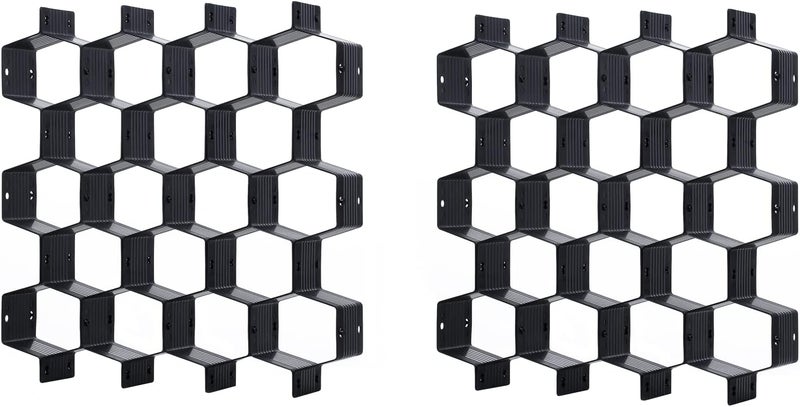 Natzerat Drawer Splitter 16-piece Set Adjustable Honeycomb Organizer Tie Sock Organizer Underwear Panties Cosmetic Sorter (Black) - Image 1