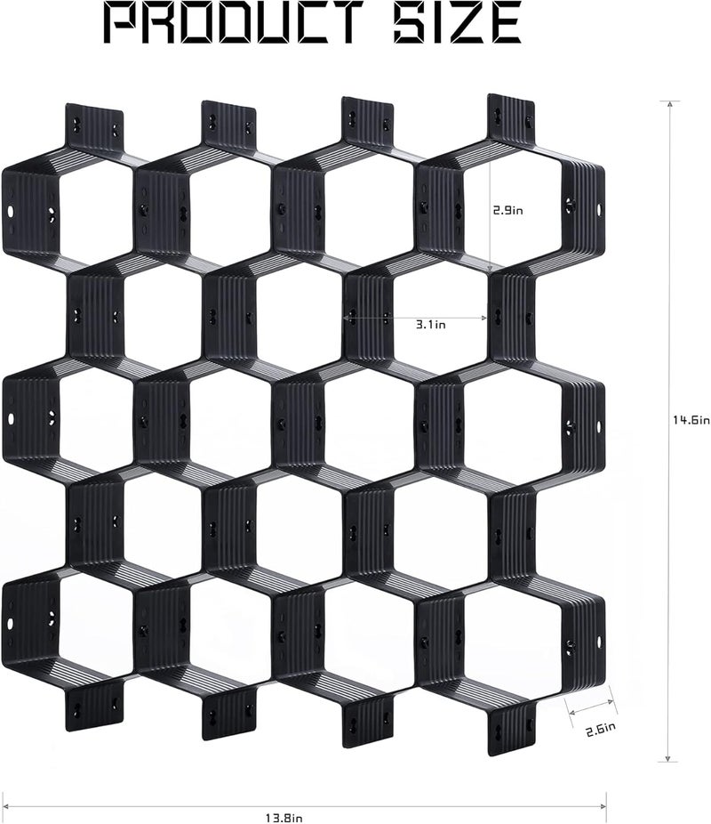 Natzerat Drawer Splitter 16-piece Set Adjustable Honeycomb Organizer Tie Sock Organizer Underwear Panties Cosmetic Sorter (Black) - Image 2