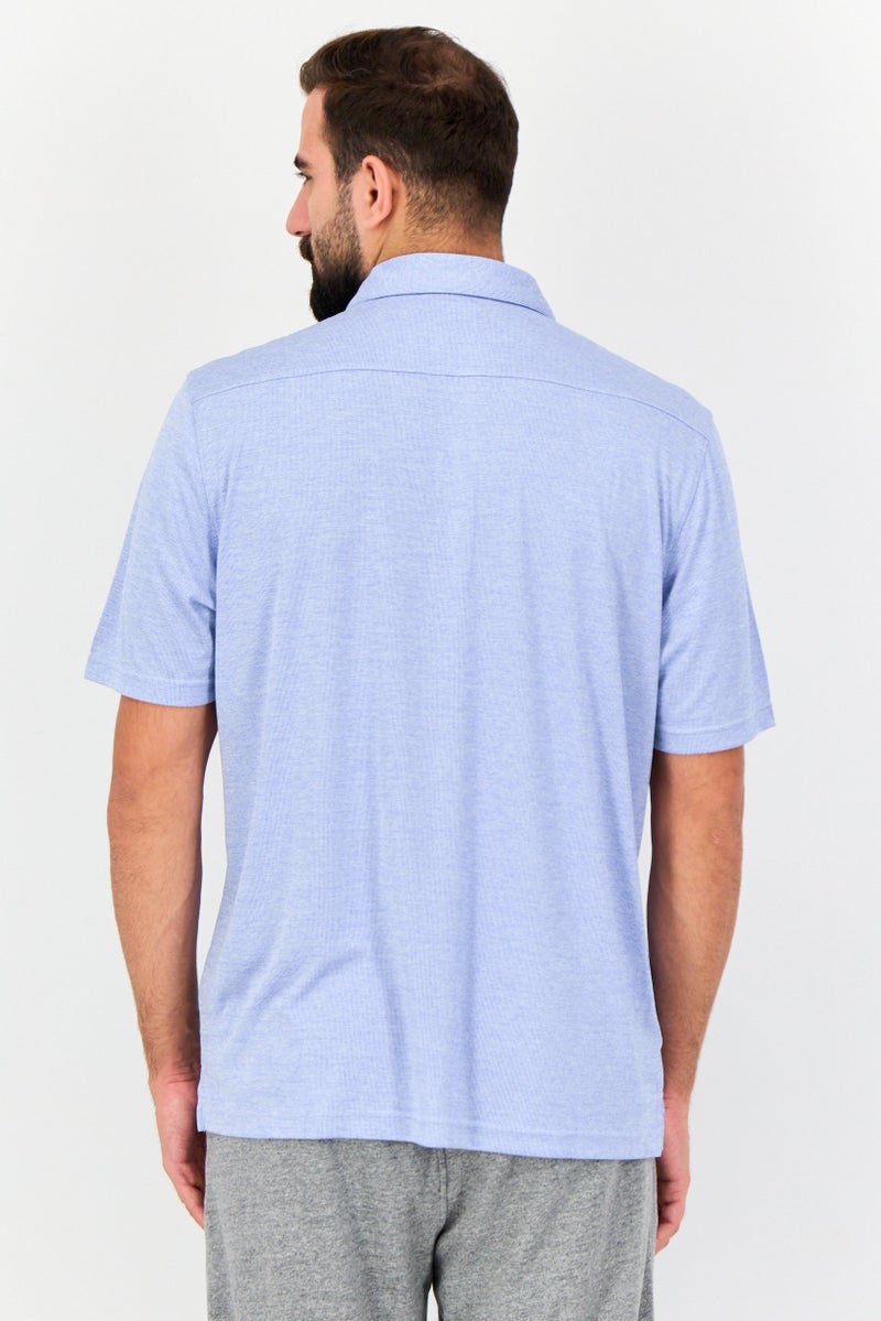 Greg Norman Men Sportswear Fit Short Sleeve Outdoor Polo Shirt, Light Blue  - Image 3