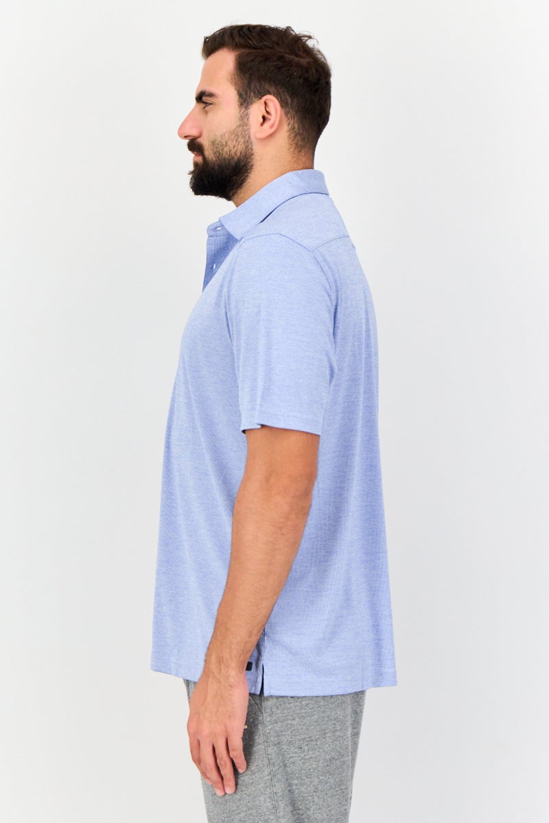 Greg Norman Men Sportswear Fit Short Sleeve Outdoor Polo Shirt, Light Blue  - Image 4