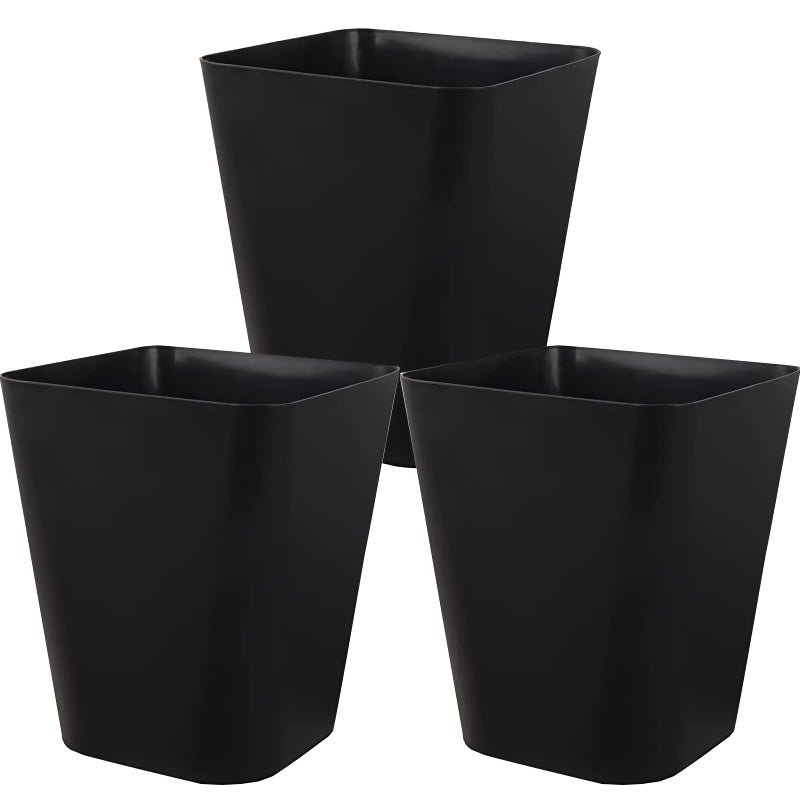 Heagoale Small Bathroom Trash Can Plastic Garbage Can Square Waste Basket Trash Bins Container Bins for Bathroom Office Dorm Room Home Office Under Desk Kitchen Bedroom 3 Pack Black - Image 2