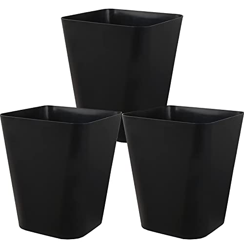 Heagoale Small Bathroom Trash Can Plastic Garbage Can Square Waste Basket Trash Bins Container Bins for Bathroom Office Dorm Room Home Office Under Desk Kitchen Bedroom 3 Pack Black - Image 1