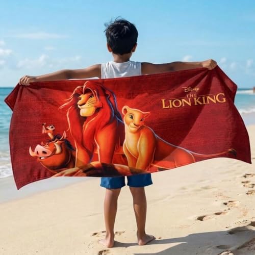 Athom Living Lion King Kids Bath Towel | 100% Cotton, 350 GSM | Ultra Soft, Quick Dry & Highly Absorbent | 60x120 cm | Ideal for Boys & Girls | Fun Cartoon Print for Bath, Beach & Pool Time - Image 3