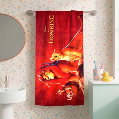Athom Living Lion King Kids Bath Towel | 100% Cotton, 350 GSM | Ultra Soft, Quick Dry & Highly Absorbent | 60x120 cm | Ideal for Boys & Girls | Fun Cartoon Print for Bath, Beach & Pool Time - Image 1