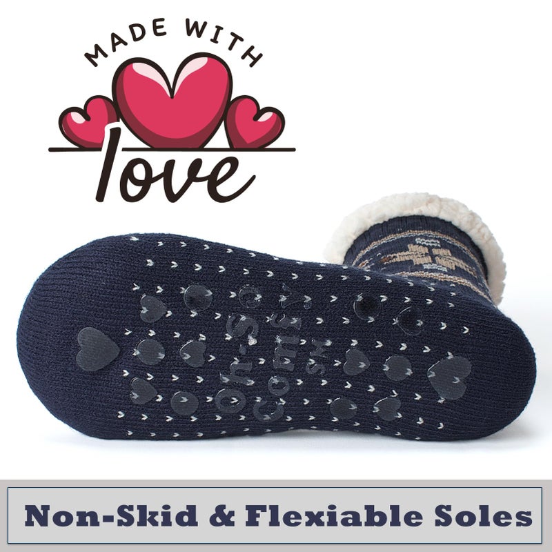 Cozylook Slipper Socks for Women Non-Slip Grippers Thermal Fuzzy Sherpa Socks Winter Warm Size S/M - Image 5