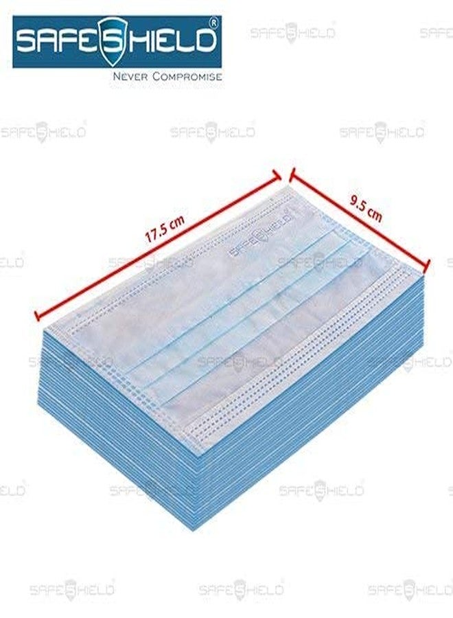 Safeshield Meltblown Fabric Disposable 3 Ply Surgical Face Mask with Nose Pin and Ear Loops (Blue, Without Valve, Pack of 50) for Unisex - Image 3