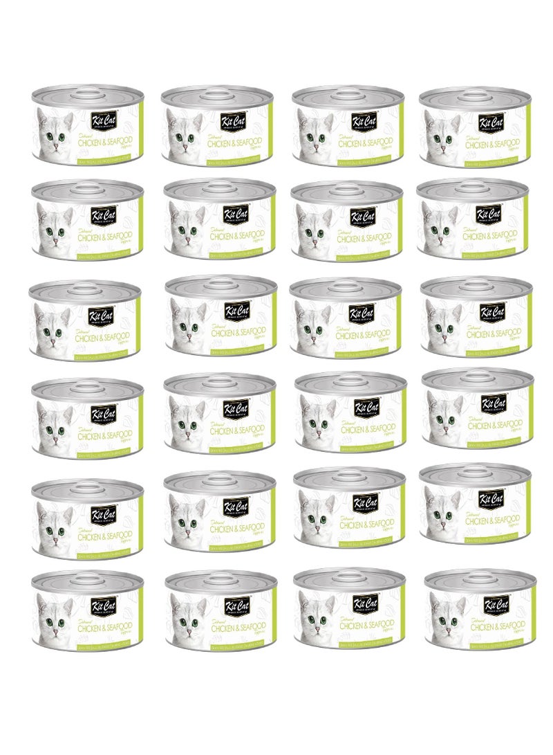 Kit Cat 24PC Kit Cat Chicken And Seafood Topper Wet Food For Cats 80g - Image 1
