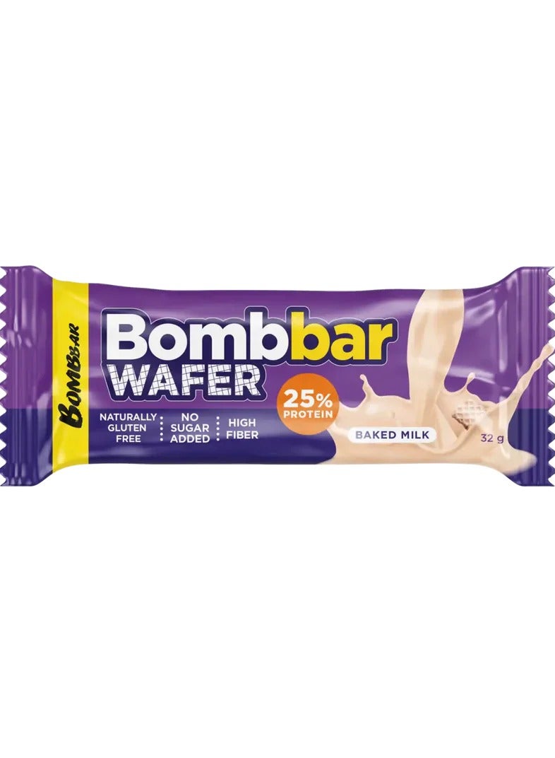 بومبار بسكويت ويفر بومبار عالي البروتين بنكهة الحليب المخبوز 32 جرام - Image 1