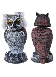 SYOSI Fake Owl Sculpture Latest Revolving Head Plastic Owl Fake Owl Decoy Bird Scarecrow Sculpture Garden Protectors to Scare Birds Away for Outdoor Garden Yard 1 Pcs  - Image 1