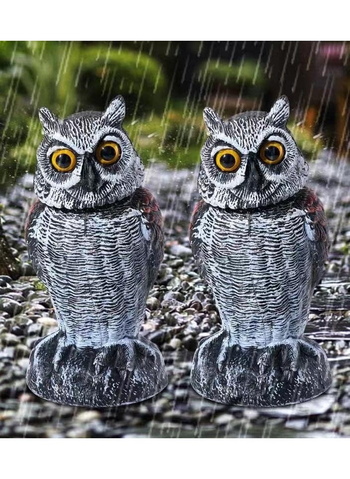 SYOSI - Fake Owl Sculpture Latest Revolving Head Plastic Owl Fake Owl Decoy Bird Scarecrow Sculpture Garden Protectors to Scare Birds Away for Outdoor Garden Yard 1 Pcs - Image 1