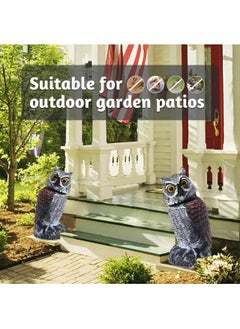 SYOSI Fake Owl Sculpture Latest Revolving Head Plastic Owl Fake Owl Decoy Bird Scarecrow Sculpture Garden Protectors to Scare Birds Away for Outdoor Garden Yard 1 Pcs  - Image 5