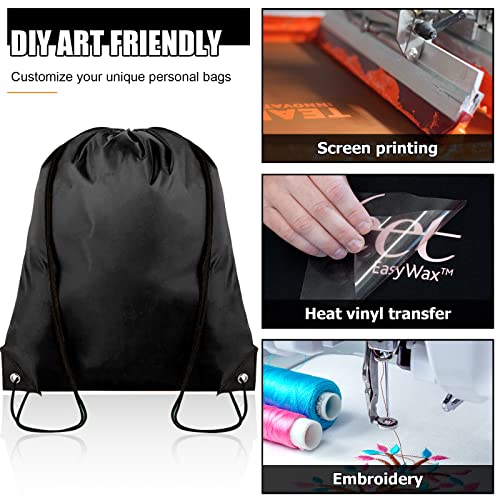 Grneric Drawstring Backpack Bulk 100Pcs Cinch Bag,Polyester Drawstring Bags for Gym Beach Sports Short Trip Party(Black) - Image 5