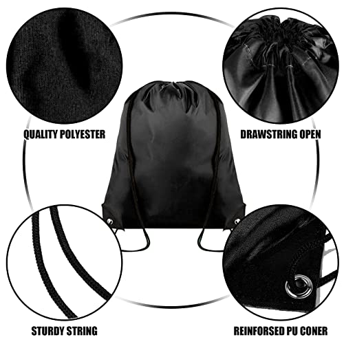 Grneric Drawstring Backpack Bulk 100Pcs Cinch Bag,Polyester Drawstring Bags for Gym Beach Sports Short Trip Party(Black) - Image 2