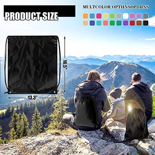 Grneric Drawstring Backpack Bulk 100Pcs Cinch Bag,Polyester Drawstring Bags for Gym Beach Sports Short Trip Party(Black) - Image 4