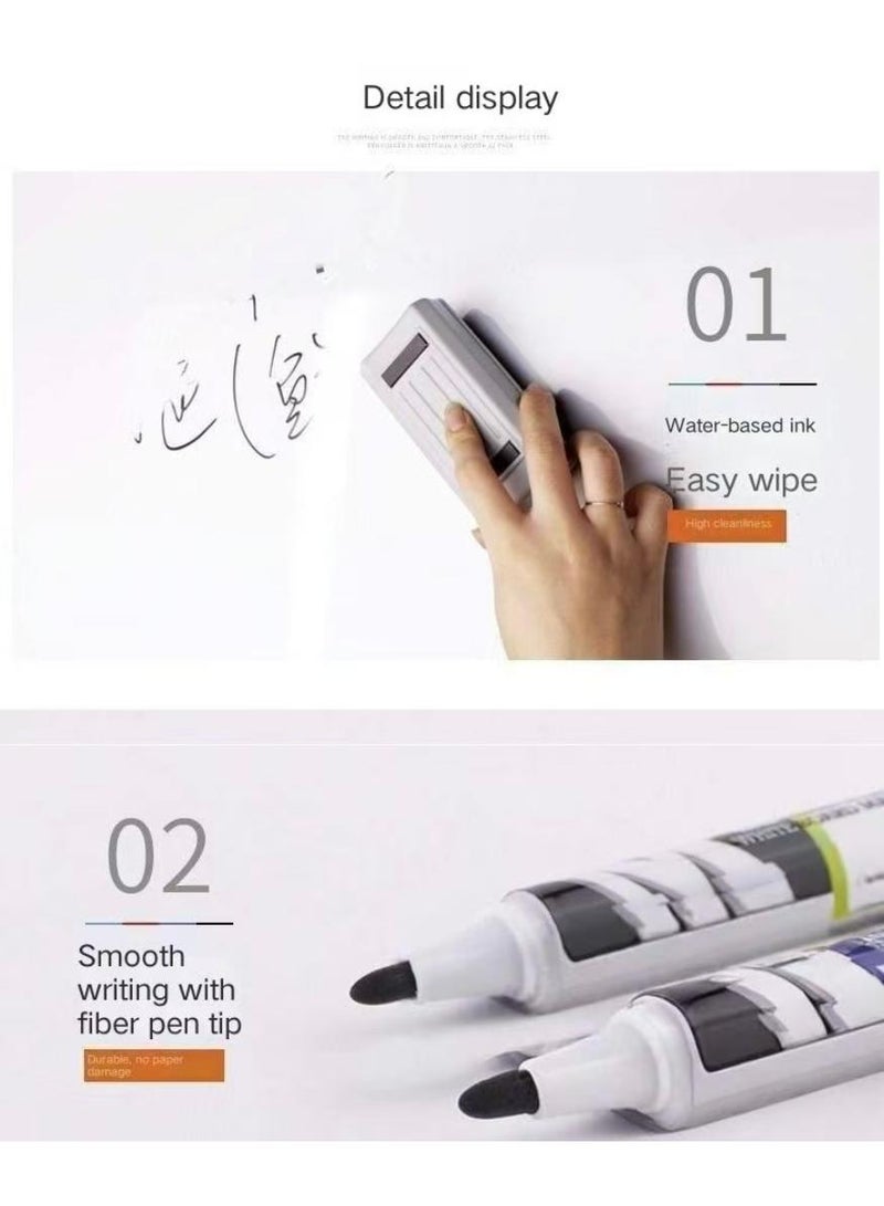 ام اند جي 10 عبوات من أقلام المسح الجاف سوداء اللون، مجموعة أقلام تحديد السبورة البيضاء 2 مم، مثالية للعروض التقديمية الاحترافية والفصول الدراسية والمكاتب، حبر منخفض الرائحة، سريع الجفاف، سهل المسح - أقلام تحديد السبورة السوداء - Image 4