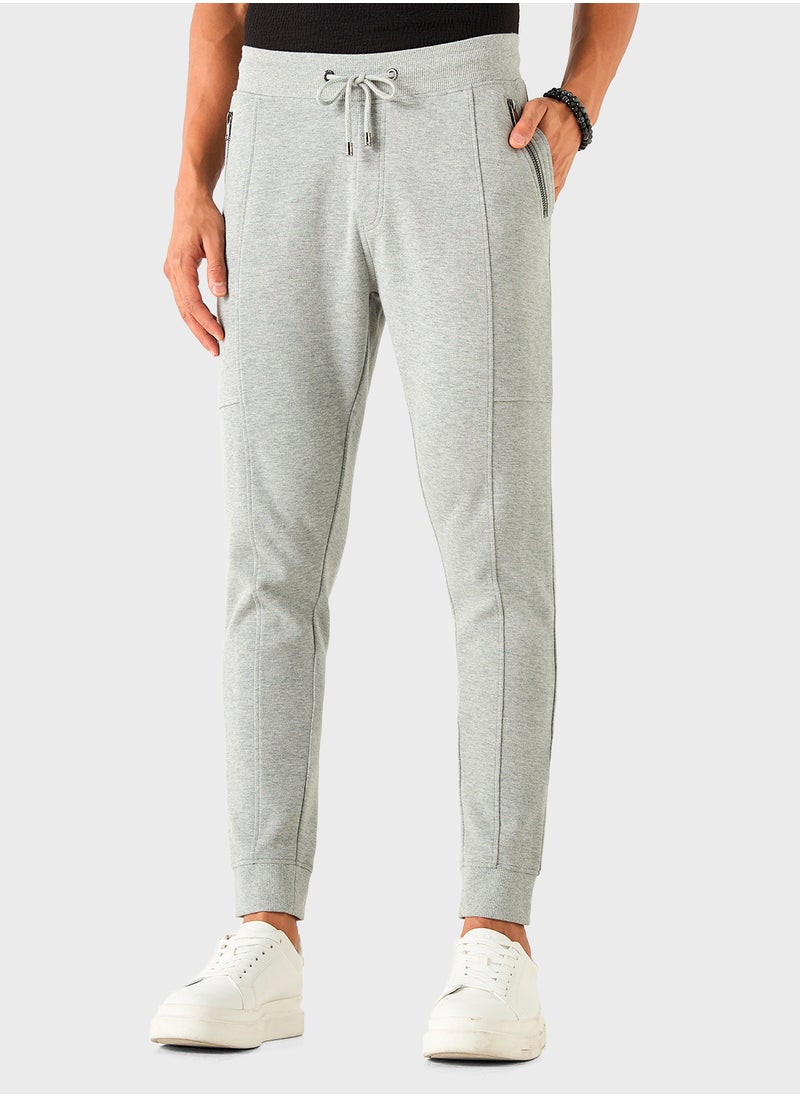 Iconic Iconic Textured Joggers with Drawstring Closure an  - Image 1