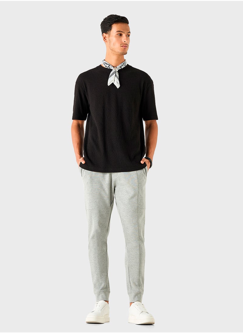Iconic - Iconic Textured Joggers with Drawstring Closure an - Image 1