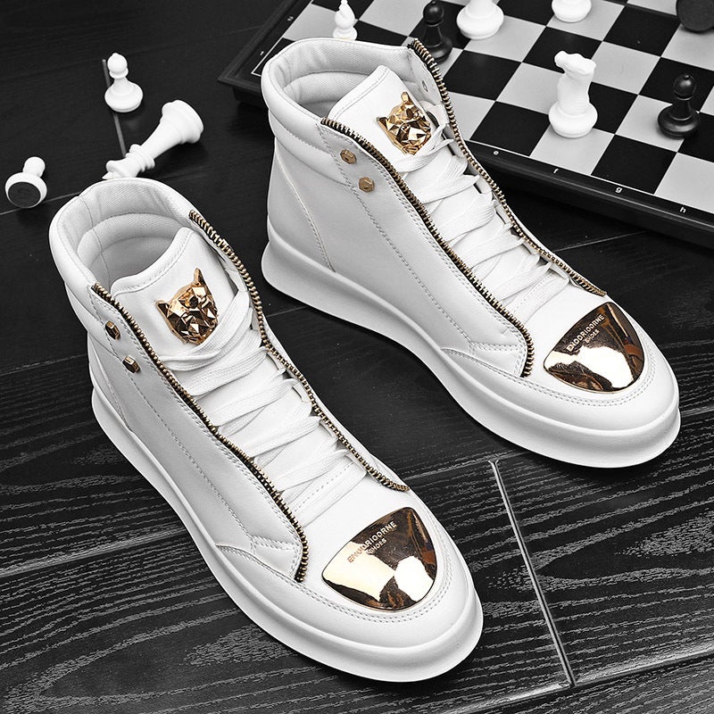 High-Top Shoes Men'S 2020 New Autumn Fashion Shoes Casual Black Leather Shoes Social Spirit Boy Hip-Hop Shoes - Image 1