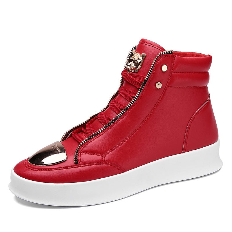 High-Top Shoes Men'S 2020 New Autumn Fashion Shoes Casual Black Leather Shoes Social Spirit Boy Hip-Hop Shoes - Image 2