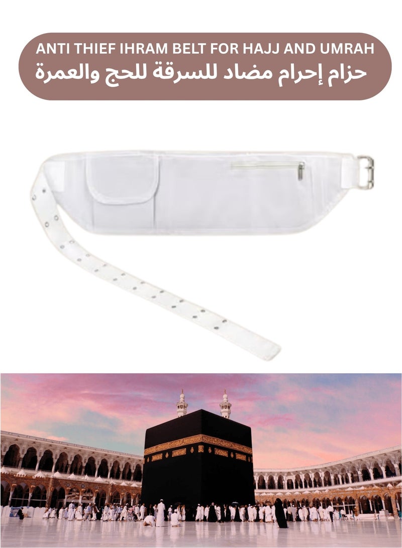 Premium Ihram Belt, Ahram Belt, Flexible-Size Unisex Adjustable White Ihram Belt With Phone Holder Waist Belt Anti-Theft For Hajj Umrah Ihram Belt Ahram Belt - Image 2