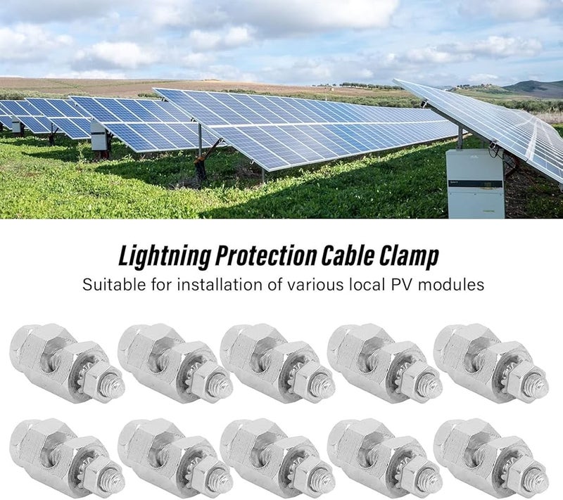 10 قطعة من مشابك كابلات التأريض الخارجية السداسية النحاسية لحماية وحدات الطاقة الشمسية - Image 3