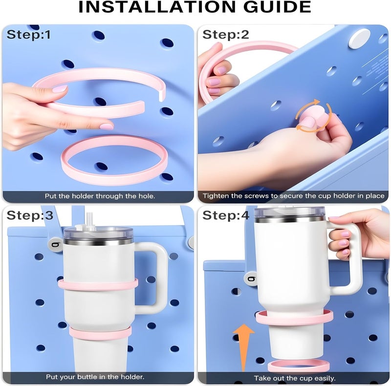 LETGO Cup Holder for Bogg Bag Compatible with Stanley Bogg Bag Cup Holder Accessories Simply Southern Beach Tote BagNew Pink - Image 5