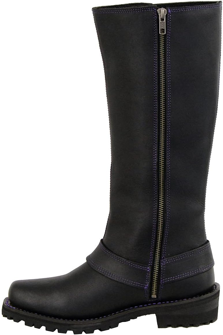 Milwaukee Leather Women's Black 14-inch Leather Harness Boots with Purple Accent Lacing - Size 11 - Image 4