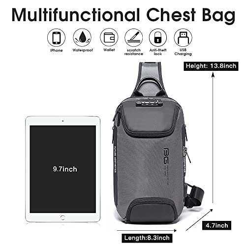 BANGE Sling Bag Anti Theft, Waterproof Men's Chest Bag Shoulder bags Crossbody Sling Backpack for Men - Image 5