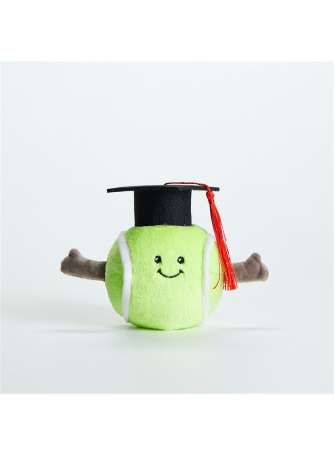 Fun Ball Series Tennis Baseball Football Basketball Football Badminton Plush Doll Ins Keychain Pendant-Specifications:Doctor Hat Tennis-Color:10cm-19cm