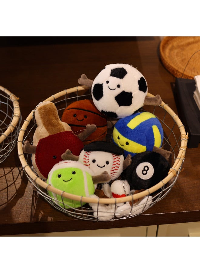 Fun Ball Series Tennis Baseball Football Basketball Football Badminton Plush Doll Ins Keychain Pendant-Specifications:Doctor Hat Tennis-Color:10cm-19cm