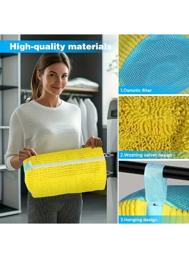 Shoe Washing Machine Bag – 360° Deep Clean Sneaker Laundry Bag with Auto-Lock Zipper, Reusable Chenille Fabric for Sports, Tennis & Casual Shoes, Protects from Scratches, Deformation & Fading, Yellow - Image 4