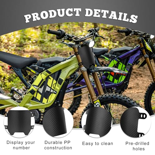 XINGWU Front Number Plate for Ebike Durable ABS Plate Dirt Bike Plate Replacement for Surron Light Bee Ridstar Q20 Tutti Soleil 01 Talaria Sting MX3 MX4 MX5 Super73 E Ride Pro Carbon Fiber Style - Image 4