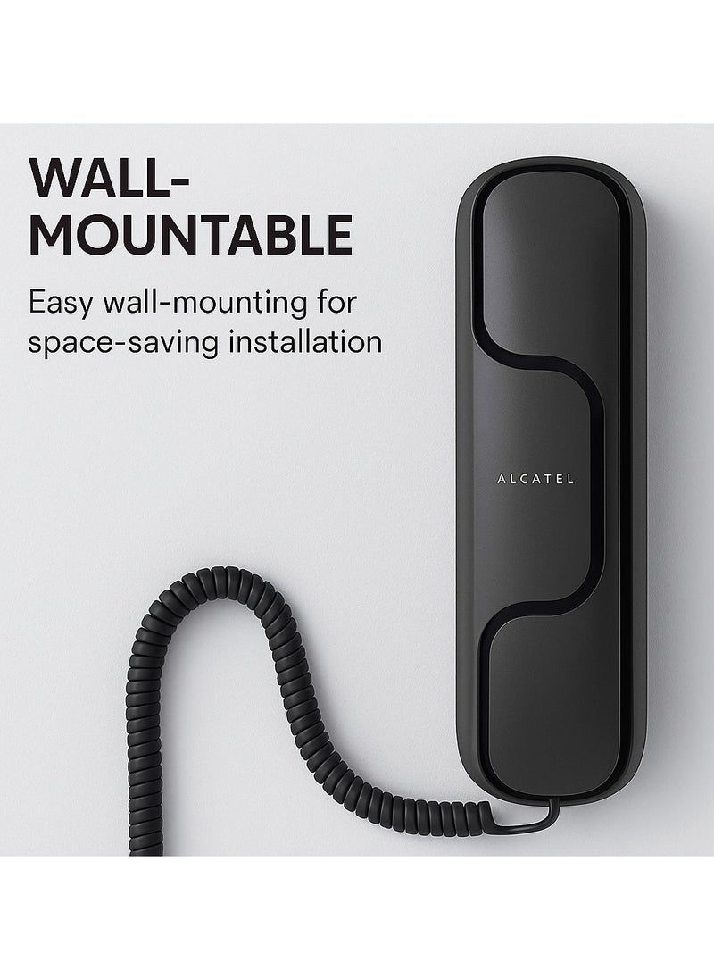 ألكاتل تليفون أرضي Alcatel T02 سلكي – تصميم مدمج وأنيق – قابل للتثبيت على الحائط – جودة صوت عالية – لون أسود – مثالي للمكاتب والمنازل  - Image 4