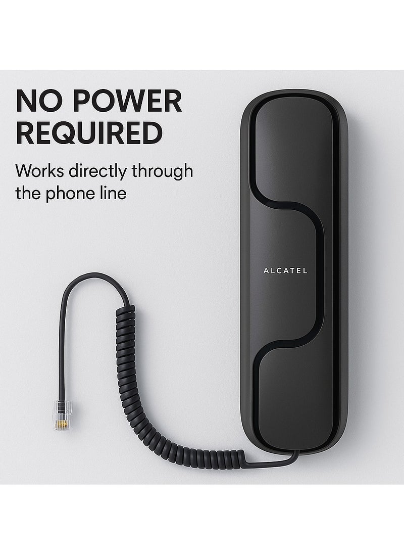 ألكاتل تليفون أرضي Alcatel T02 سلكي – تصميم مدمج وأنيق – قابل للتثبيت على الحائط – جودة صوت عالية – لون أسود – مثالي للمكاتب والمنازل  - Image 5
