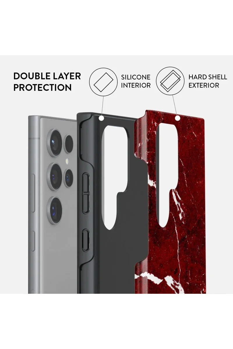 بورجا جراب سامسونج جالاكسي إس  ألترا - أحمر ياقوتي أيقوني لحماية الشاشة والكاميرا