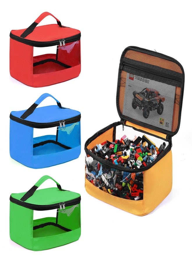 Mecozone 4 PCS Toy Storage Bags, Transparent PVC Toy Organizer Bag with Manual Pocket for Classic Building Bricks, Puzzles, Toy Cars, Large Size, Multicolor - Image 1